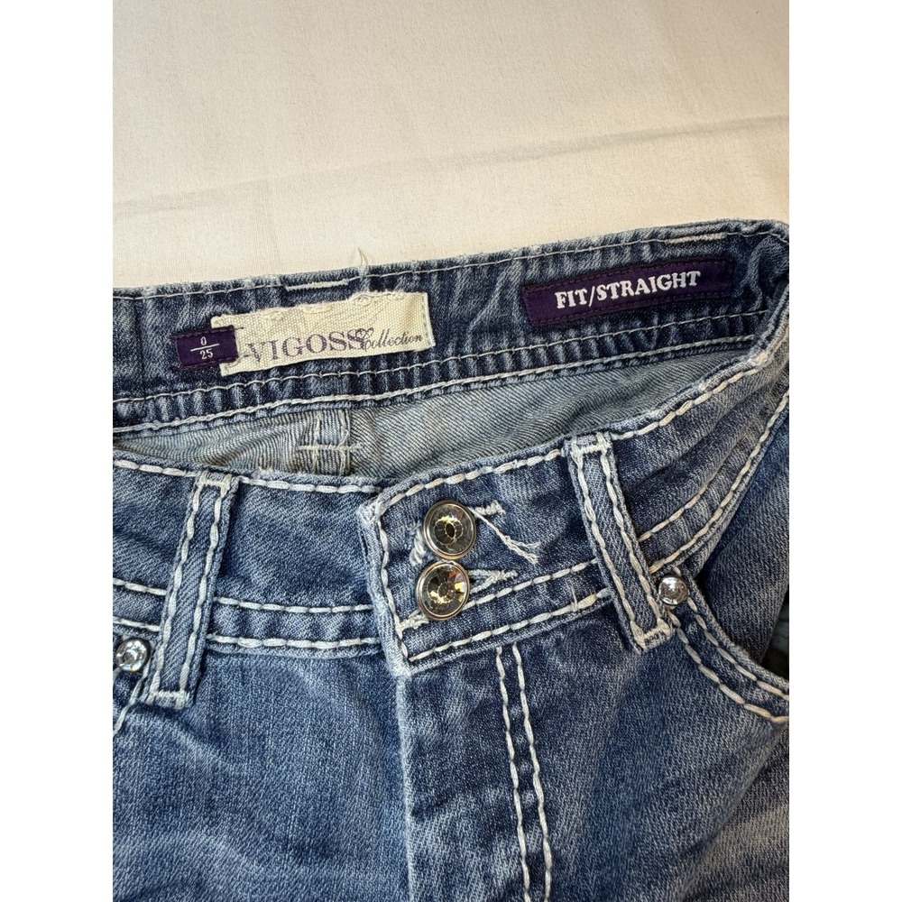 Vigoss‎ Womens Jeans Straight Leg Denim Blue Low Rise 0/25 - Picture 8 of 10